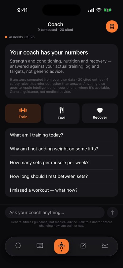 Fitness Factory app, screen 3
