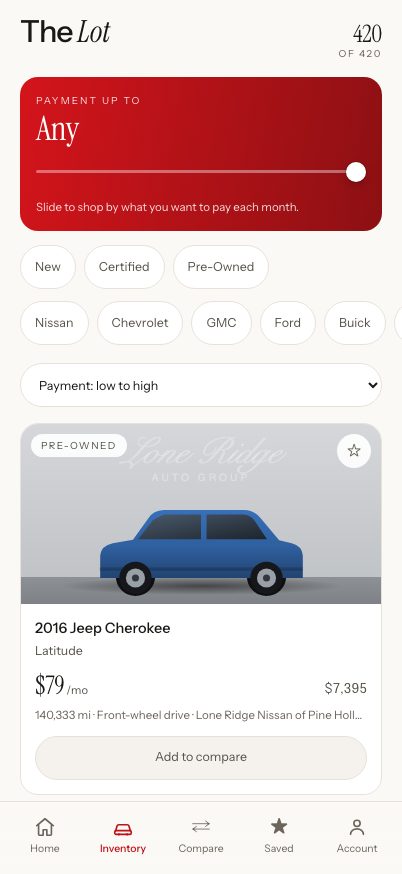 Lone Ridge Auto Group app, screen 2