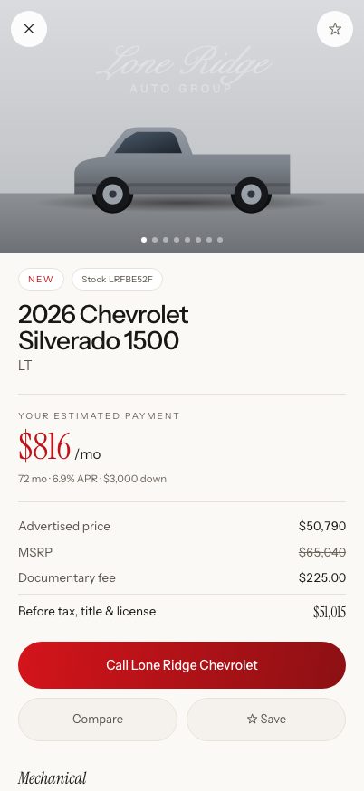 Lone Ridge Auto Group app, screen 3