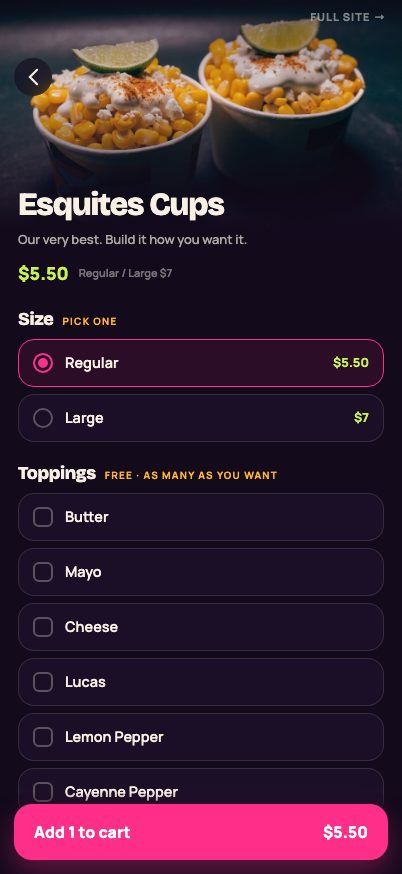 Palm Court Snacks app, screen 3