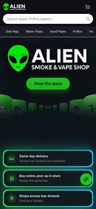 Alien Smoke Shop on a phone