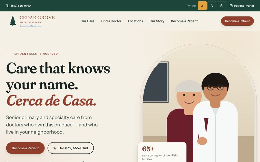 Cedar Grove Medical Group, top of the page