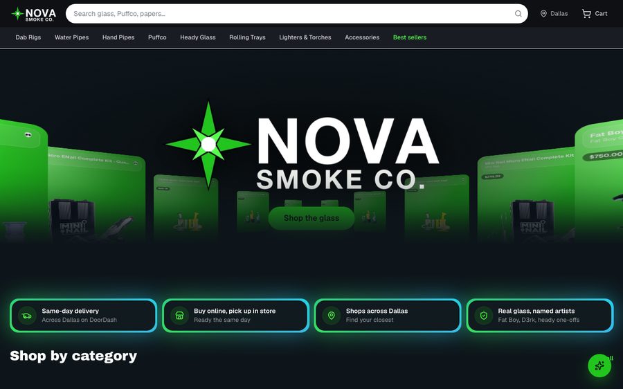 Nova Smoke Co., top of the page