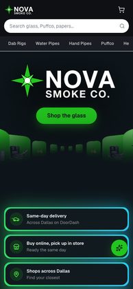 Nova Smoke Co. on a phone