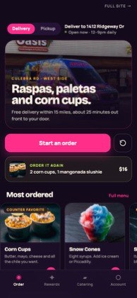 Oasis Snack Delights on a phone