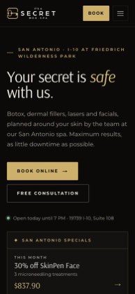 It's A Secret Med Spa on a phone