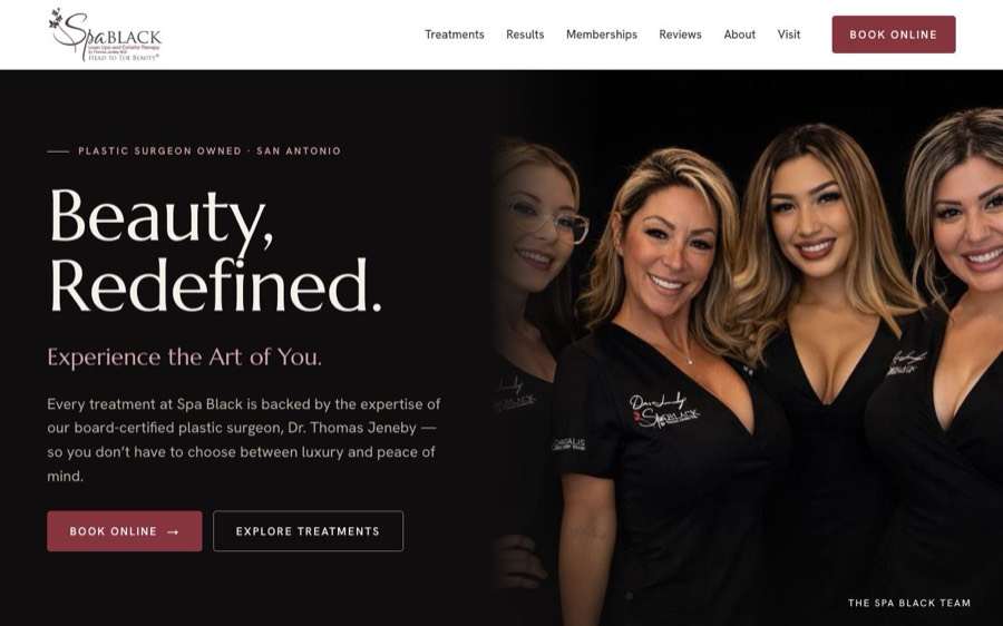 Spa Black, top of the page
