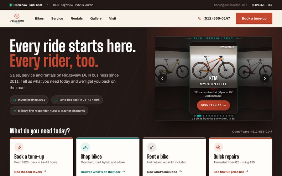 Spoke & Chain Cycles, top of the page